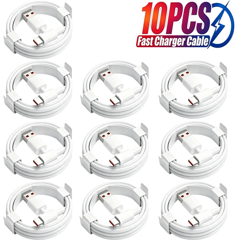 10Pcs For Xiaomi 67W USB Super Fast Charger Power Adapter Mi 15 12 11 6A Type C Cable POCO X5 X4 Pro Note 9 10 11 Charging