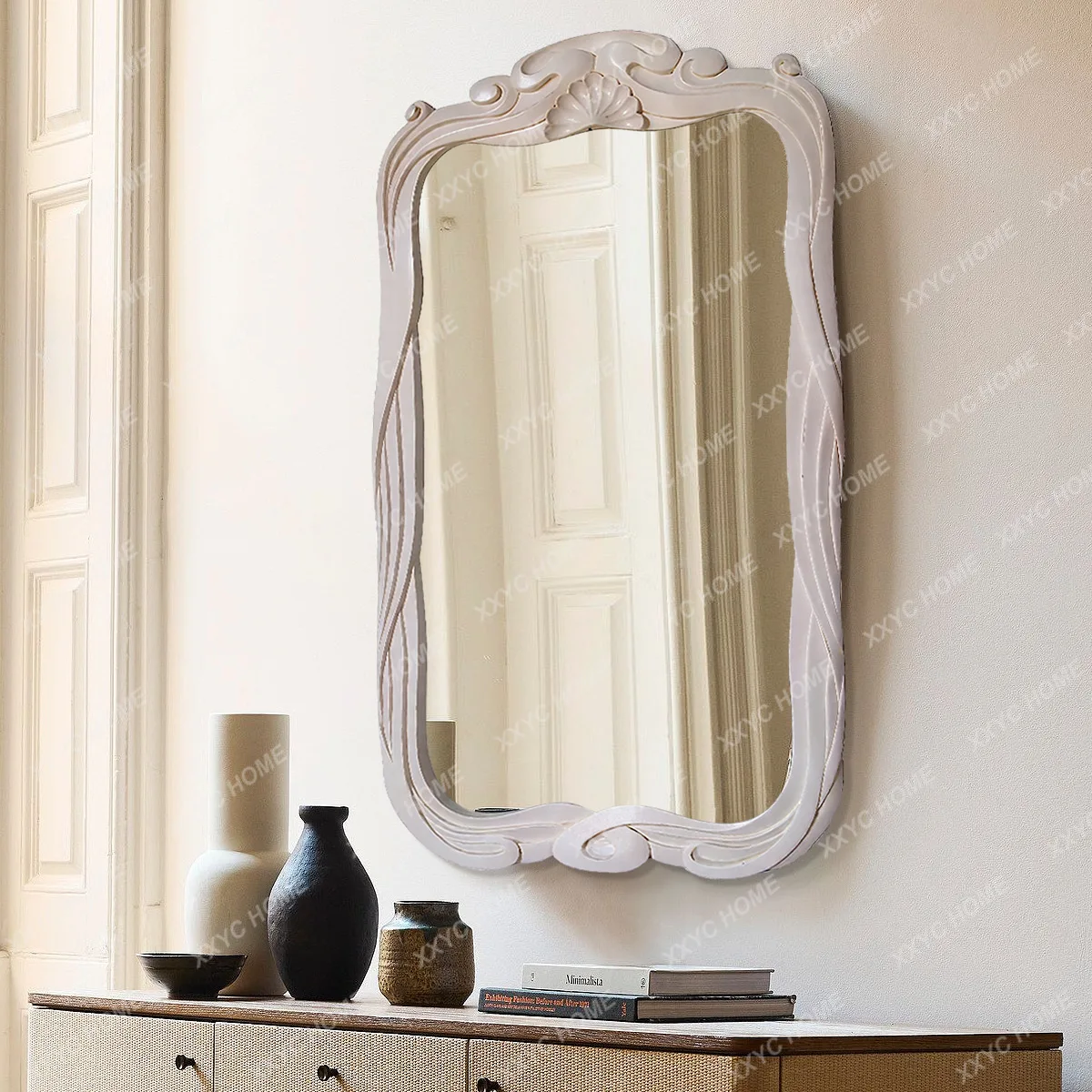 

Зеркало для макияжа HSquare с резьбой, ретро-дизайн, высококачественное декоративное зеркало для дома, гостиной, прихожей, настенное зеркало