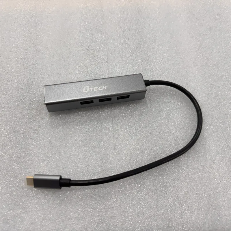 DTECH DT-3325 Type-C Ethernet Cable Converter 3 Port USB 3.0 Hub and Gigabit RJ45 Network Port