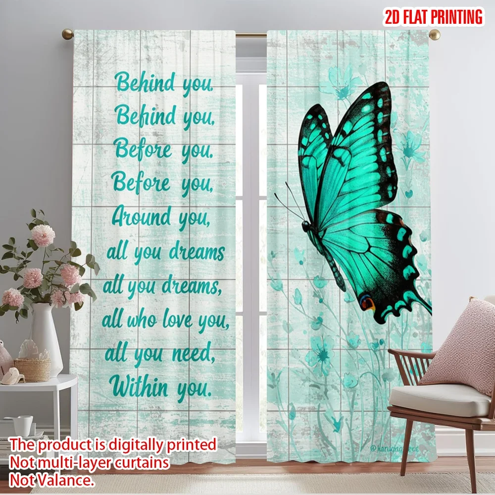 

2pcs 2D flat printing Curtains Behind you all your dreams 100% Polyester Fabric Without Electricity 0 for Indoor Celebrations