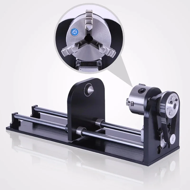 CNC Router Rotary Axis 80mm 3-Jaw Spiral Chuck CNC Router Axis Measuring for CO2 Laser Engraving Cutting Machine