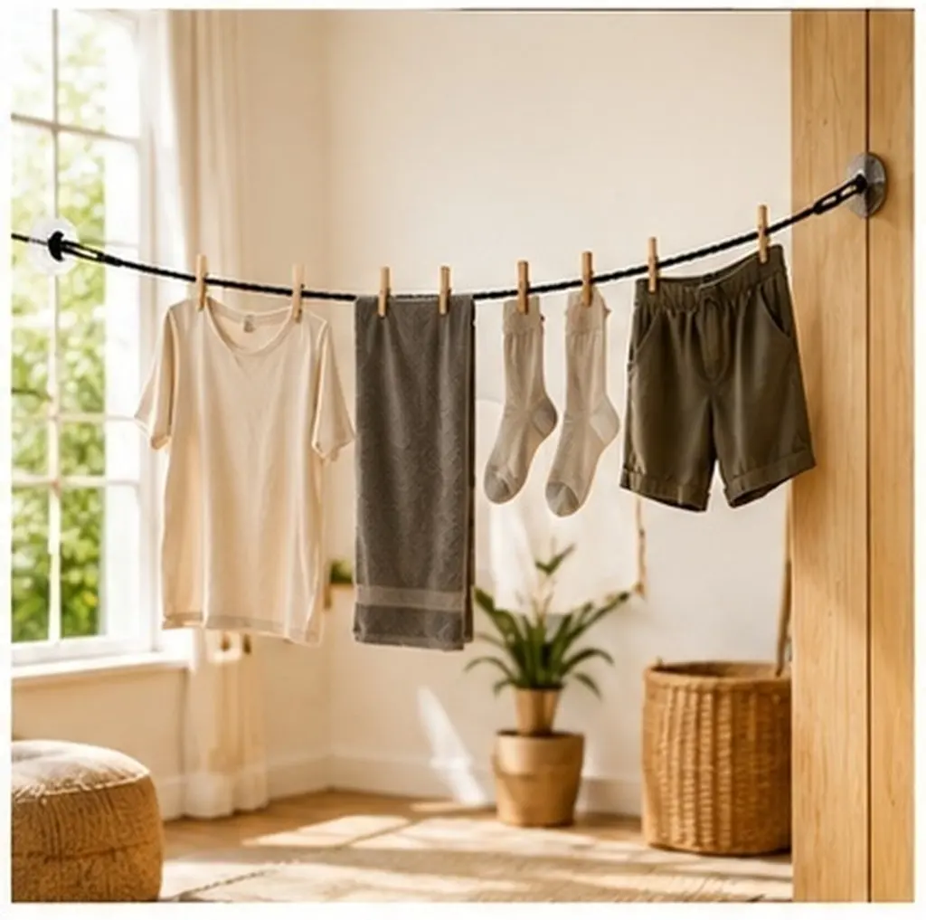 2Pcs Portable Retractable Clothesline Telescopic Sucker Clothes Line for Camping Hiking Travel Outdoor Indoor Home Laundry