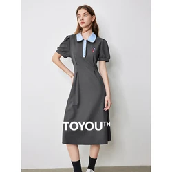 TOYOUTH Women Academy Style Dress 2024 Summer New Mid Length POLO Skirt