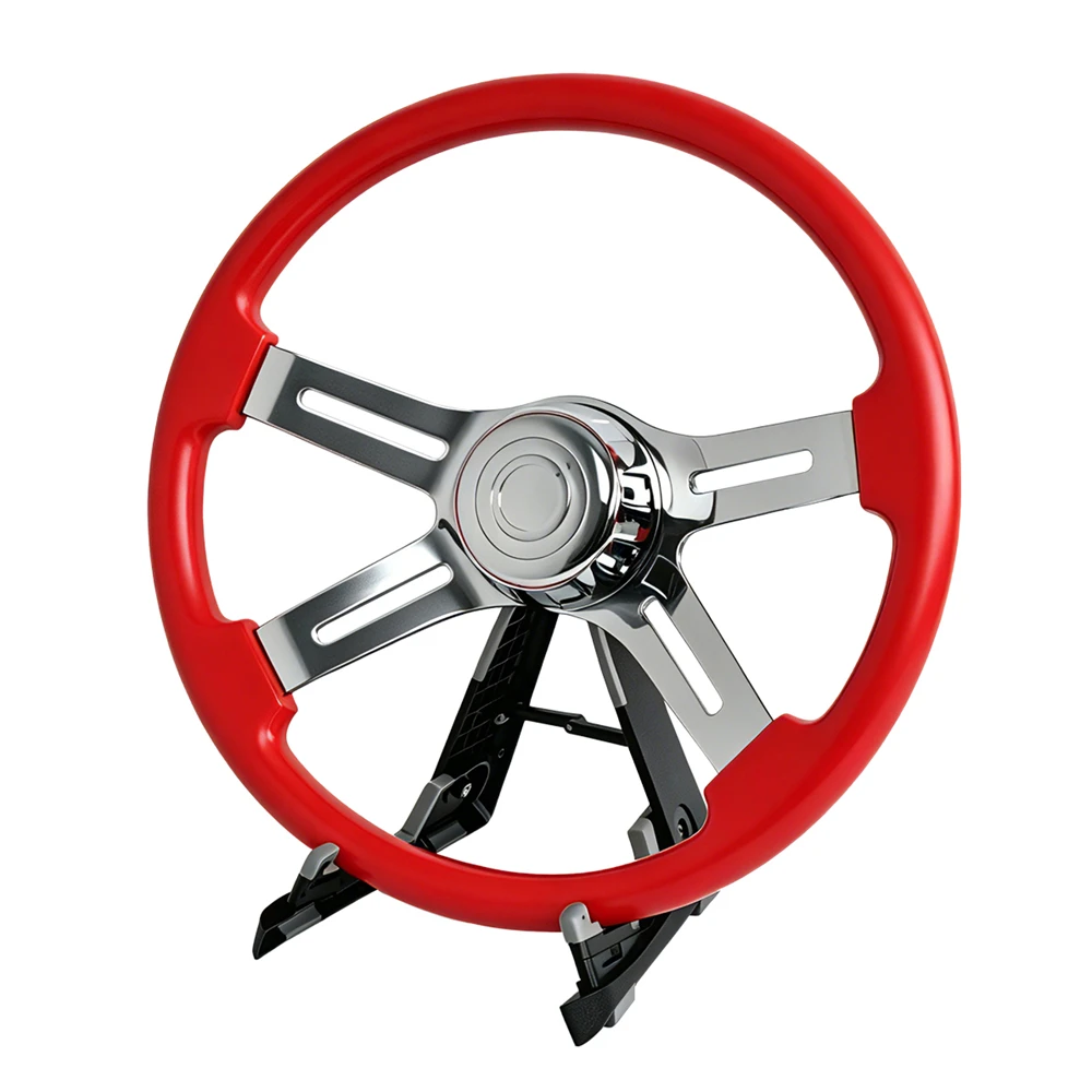 TIYPEOR Truck Steering Wheel Modified 4 Spoke 450mm 18inch Semitrailer Steering Wheel for Kenworth,Peterbilt,Volvo, Freightliner