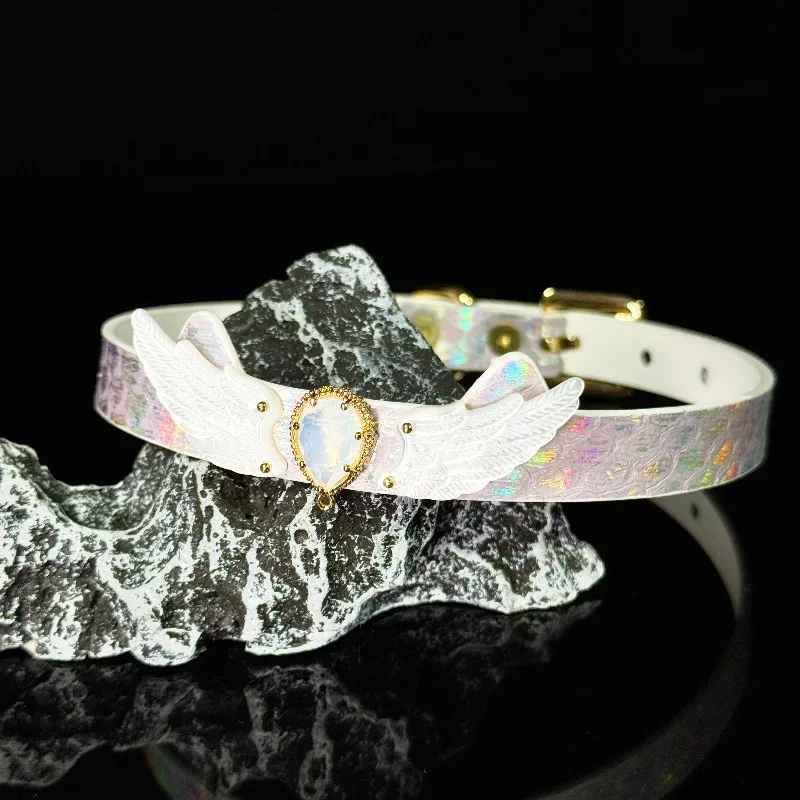 Super Cute! Snakeskin Collar Female Custom Handmade Leather Snake Scale Snake Pattern Neck Chain Puppy Traction Rope