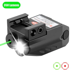 Tactical LED Weapon Gun Light Red Laser Sight Combo 350 Lumen USB Rechargeable Pistol Light Compact Rail Mount Weapon Light