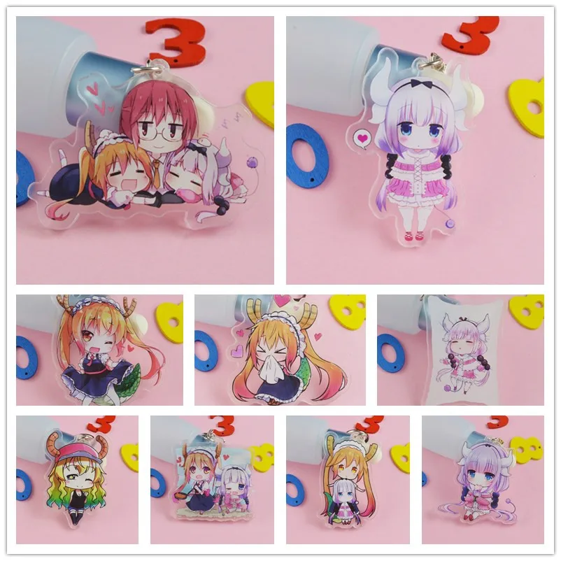 1pcs Anime Kobayashi's Dragon Maid  Kobayashi Kobayashi san Chi no Maid Dragon Kanna Kamui Cute Portachiavi Keychain Keyring