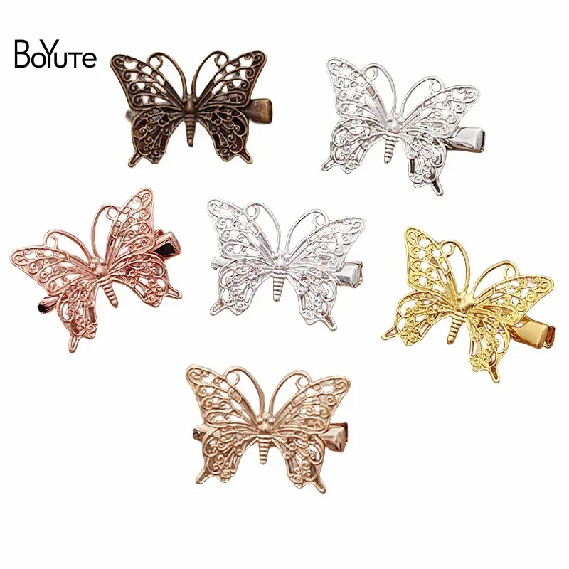 

BoYuTe (20 Pieces/Lot) Filigree Butterfly Hair Clips Factory Supply Vintage Hair Accessories Diy Handmade Materials