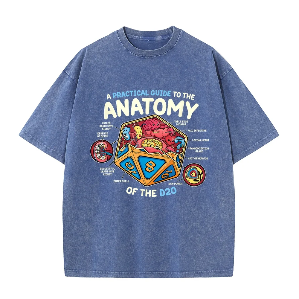 Anatomy of The D20 Polyhedral 20 Sided Dice Funny RPG T-Shirt New Shirts And T-Shirts Men's Cotton Oversize Casual Tee Quote T