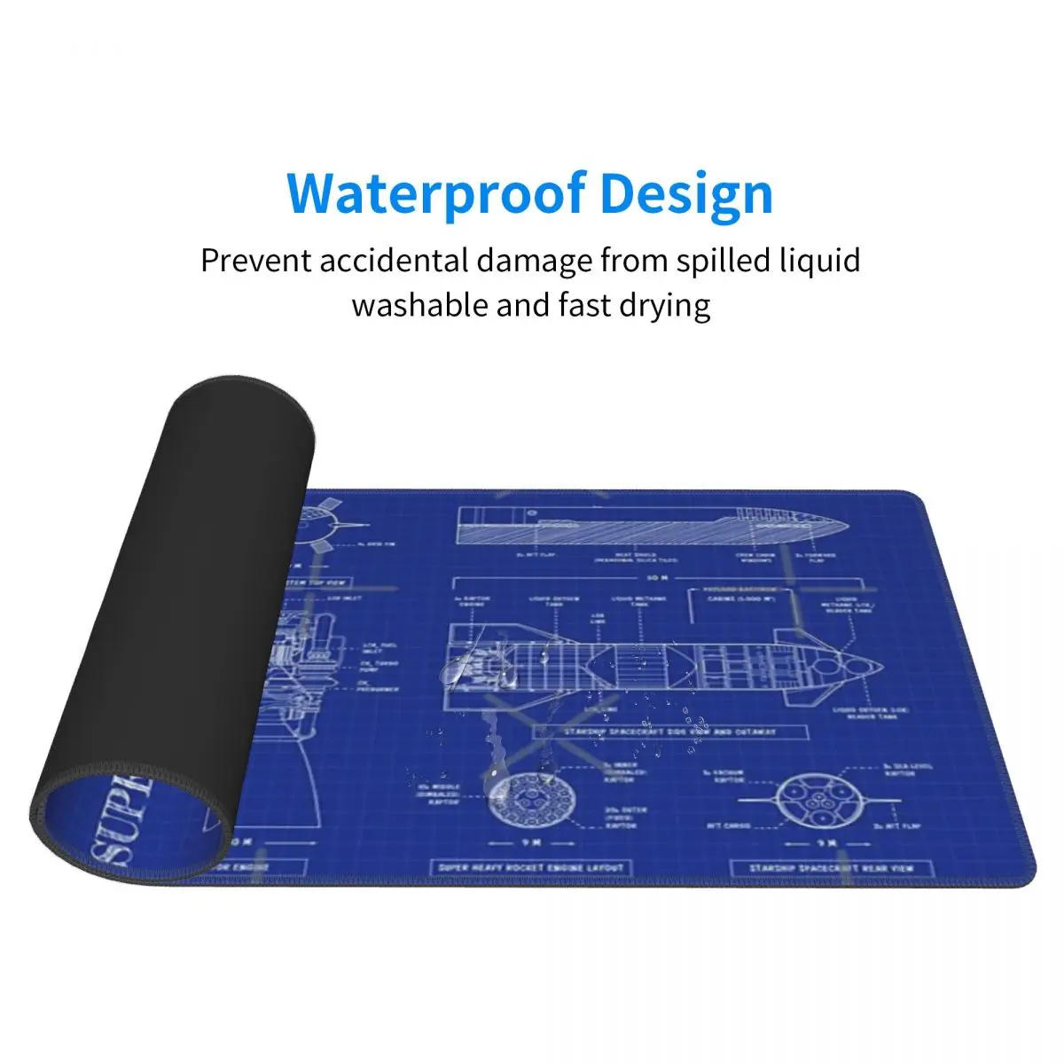SpaceX Super Heavy Starship (Vertical Blueprint) Rubber Keyboard Pads