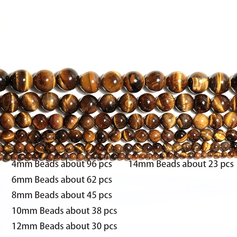 Naturstein Echte Gelbe Tigerauge Stein Perlen Runde Lose Spacer Perlen für Schmuck Machen DIY Armband Halskette Zubehör 15" – Detail 2