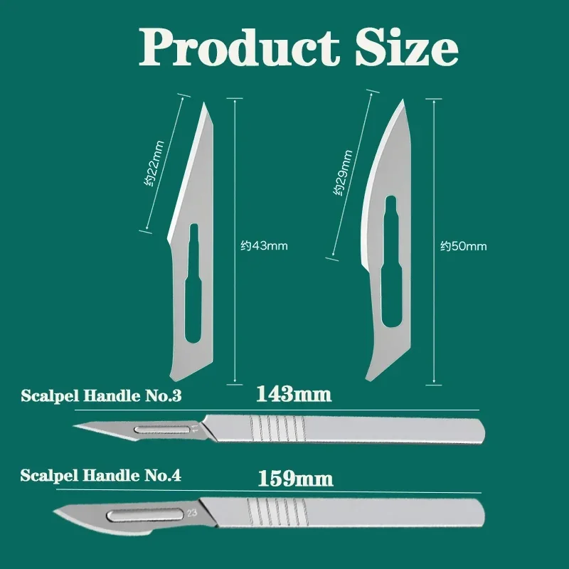100Pcs Dental Medical Surgical Blade Scalpel Blades Knife Handle Holder Dissection Beauty DIY Cutting Phone Repair Carving