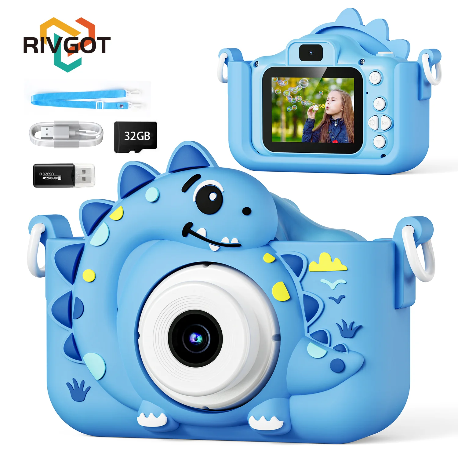 Mini appareils photo numériques pour enfants, mignon, avec carte 32G, jouets éducatifs, prise de vue vidéo HD 1080p, cadeaux d'anniversaire pour bébés