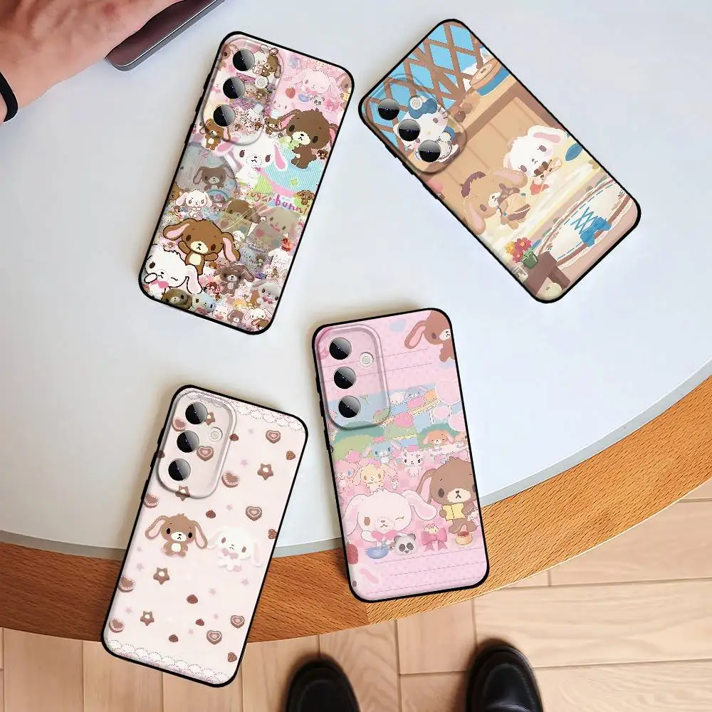 S-Sugarbunnies Kawaii Phone Case For Samsung S24, S25 22,30,Note20,Lite,Ultra,5G,Plus,FE Black Cover