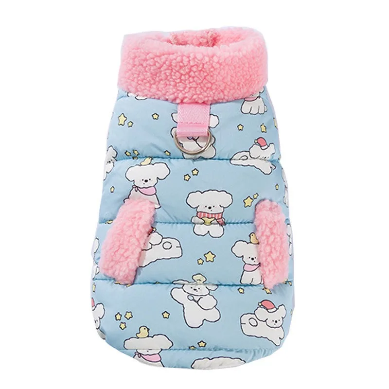 

Colorblock High Neck Dog Vest Harness Warm Fleece Jacket with Leash Ring for Small Dogs Teddy Poodle Bichon Chihuahua Winter SML
