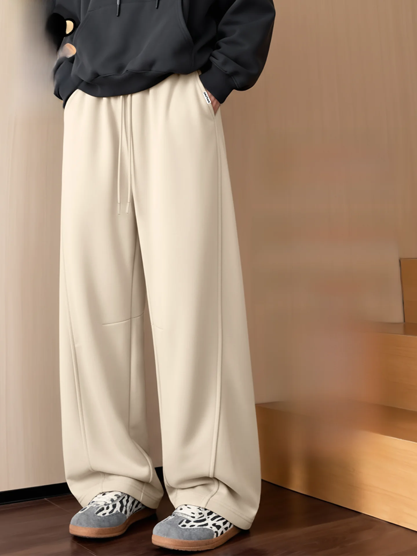 

Men's Casual Sweatpants Loose Fit Spring Trendy Lazy Relaxing Feel Knife Long Pants Straight Leg Polyester Fiber