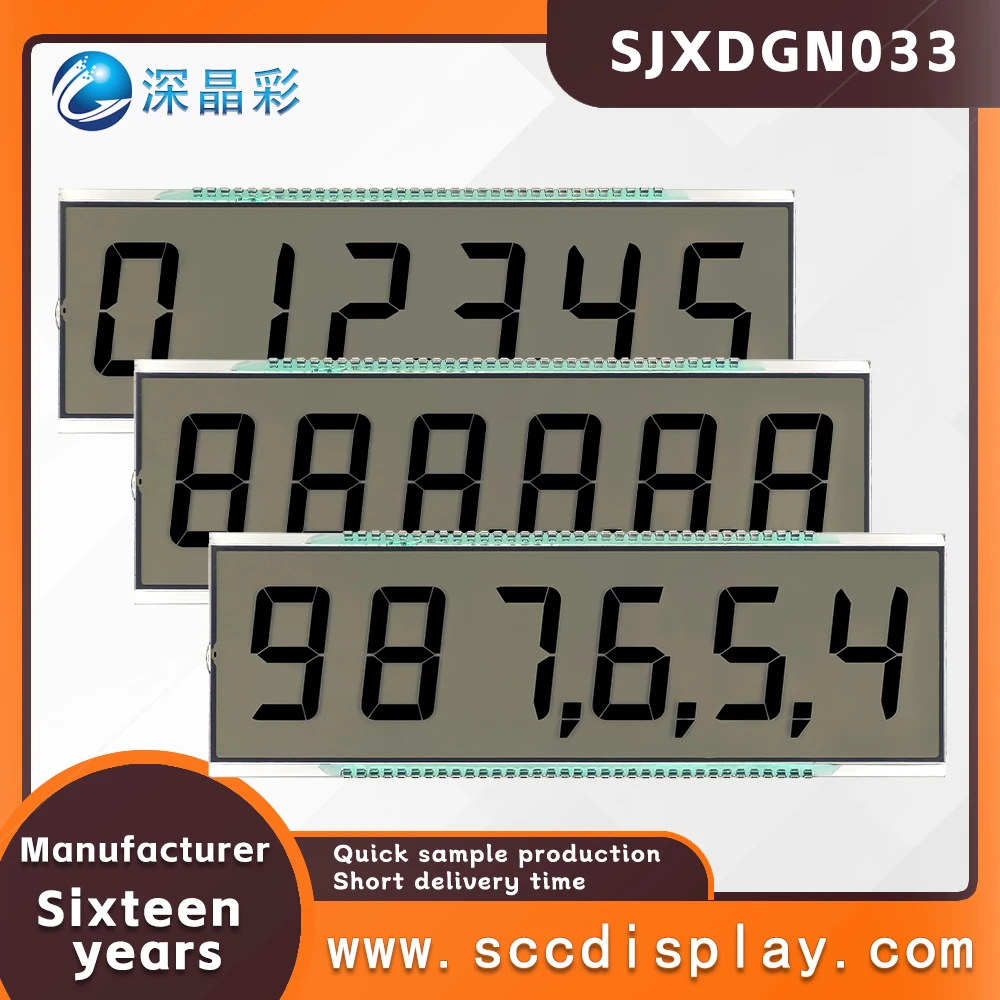 Customizable pen segment display screen SJXDGN033 HTN Positive 6 8-digit static LCD segment code display with decimal point