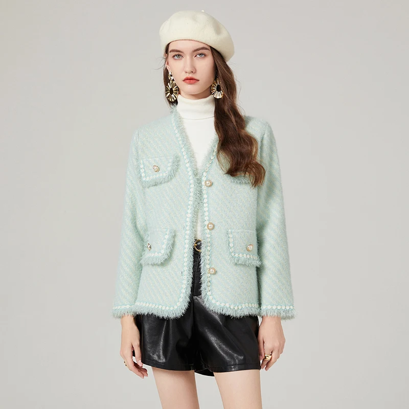New Fashion Runway Tweed Coat For Women Causal Chic Tassel Long Sleeve O-Neck Short Jacket Ladies Outwear Tops Autumn