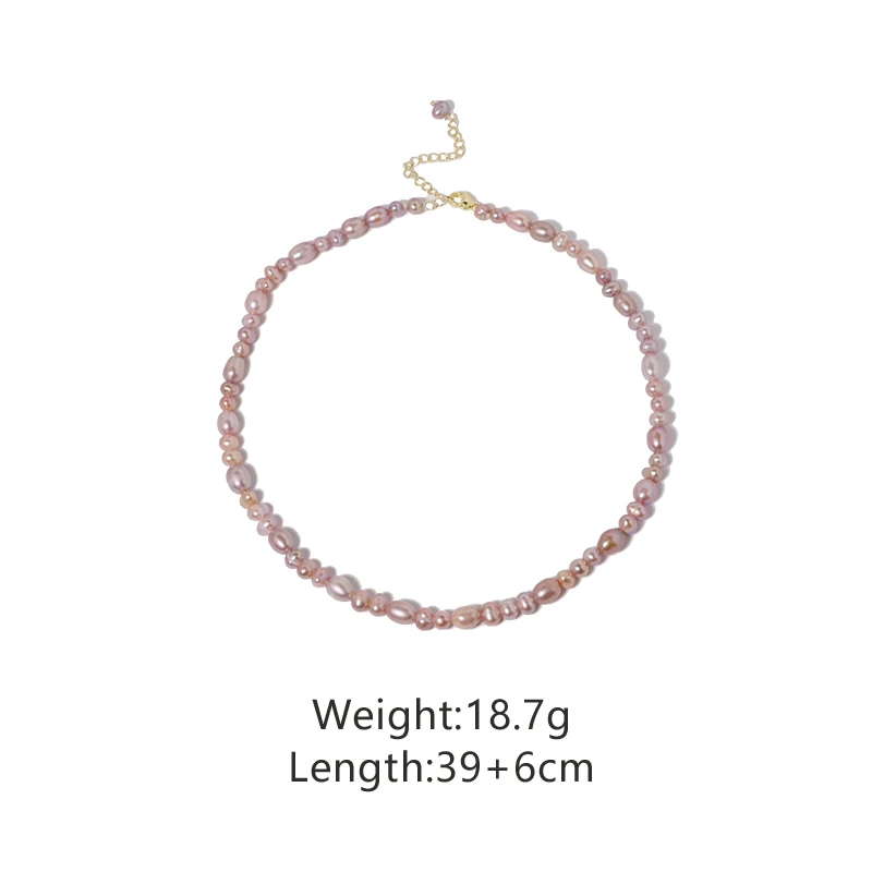 Natural Freshwater Pink Purple Pearl Necklace Korean Style Women Luxury Jewelry Fashion Ladies and Girls Gift GN0671
