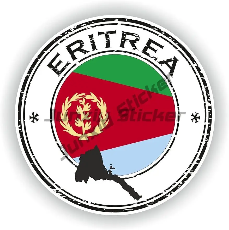 Made in Eritrea Round Vinyl Waterproof Sticker Asmara Eritrea Flag Map Emblem Oval Country Code ER Bumper Decal Cover Scratches