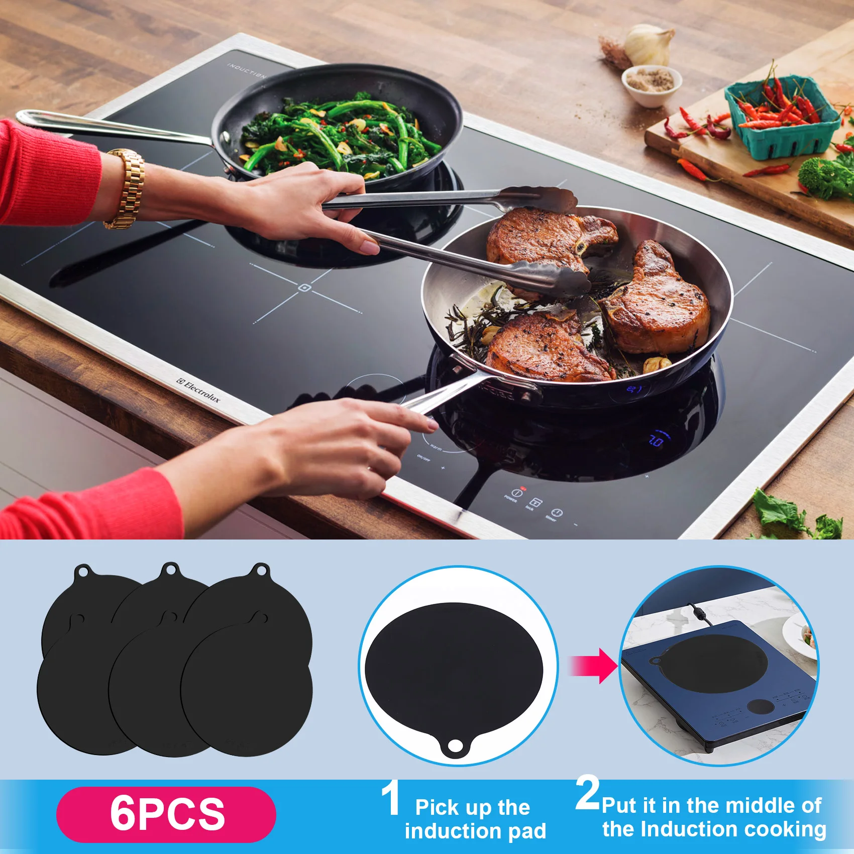 

MARQ 6 Pcs Electric Induction Hob Protector Mat,Anti-Slip Silicone Mat,Cooktop Scratch Protector Cover,Heat Insulated Mat