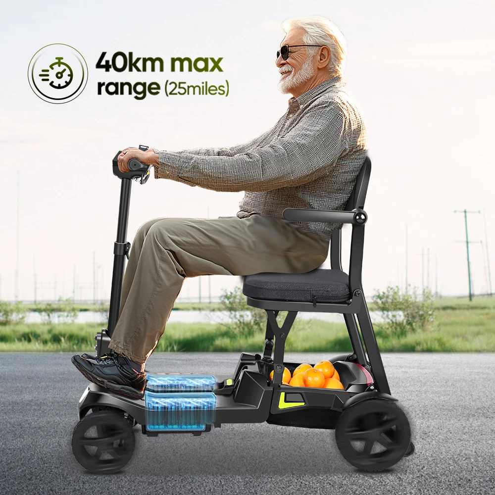 

Быстрый (8 км/ч) электроскутер с дальностью хода 40 км, бесщеточный, мощный, для подъемов, для любых дорог, для людей с ограниченными возможностями