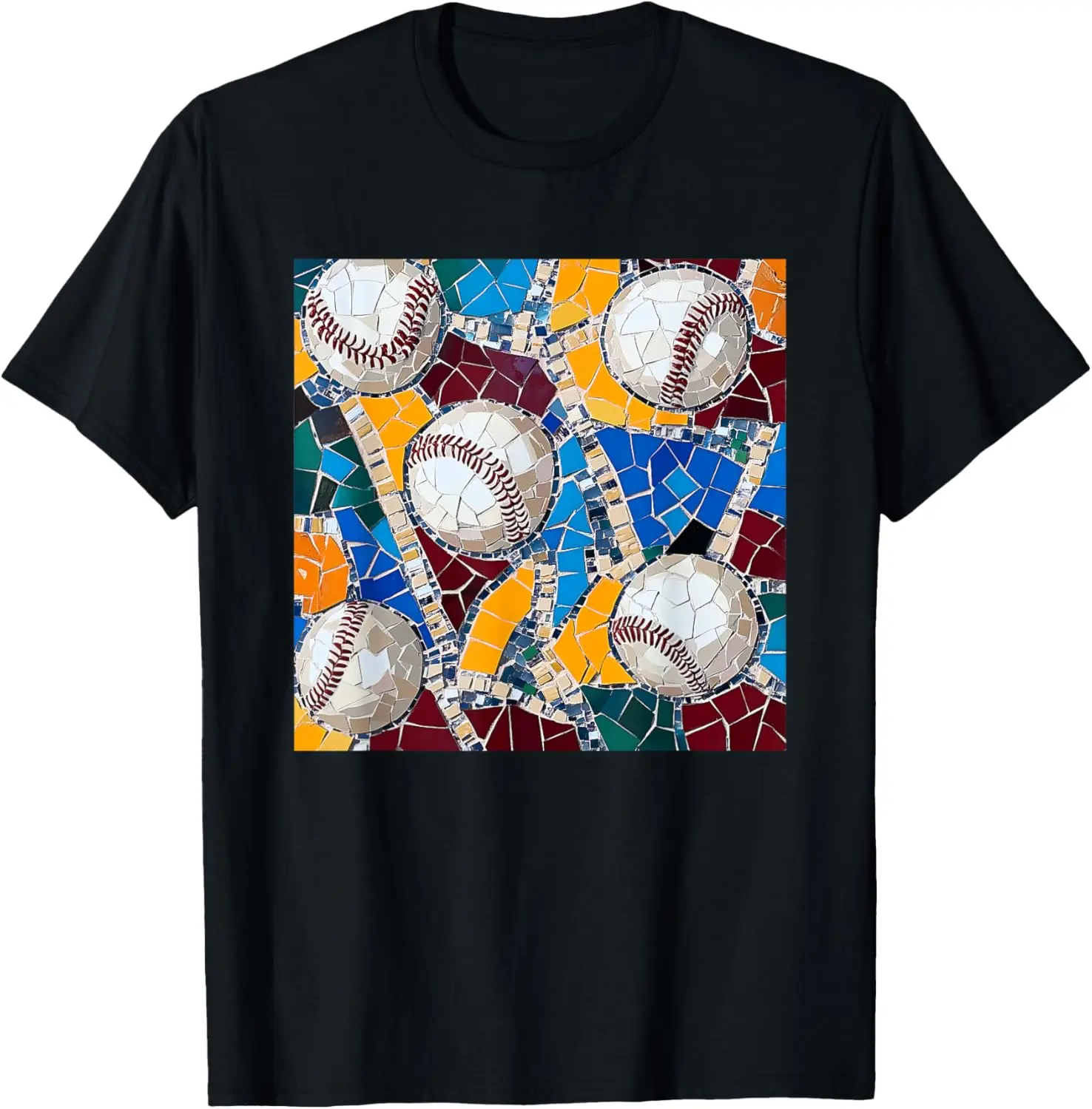 T-Shirt mit Baseball-Ball-Mosaik-Musterdruck