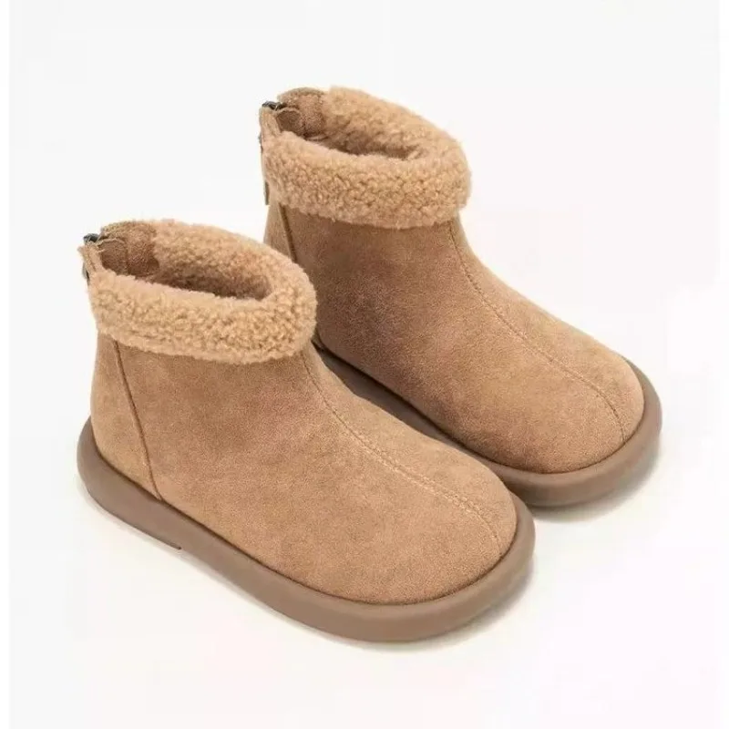 

Girls Winter Warm BootsThick Fur Kids Ankle Snow Boots Outdoor Soft PU Leather Fashion Children Learher Boots Anti-slip
