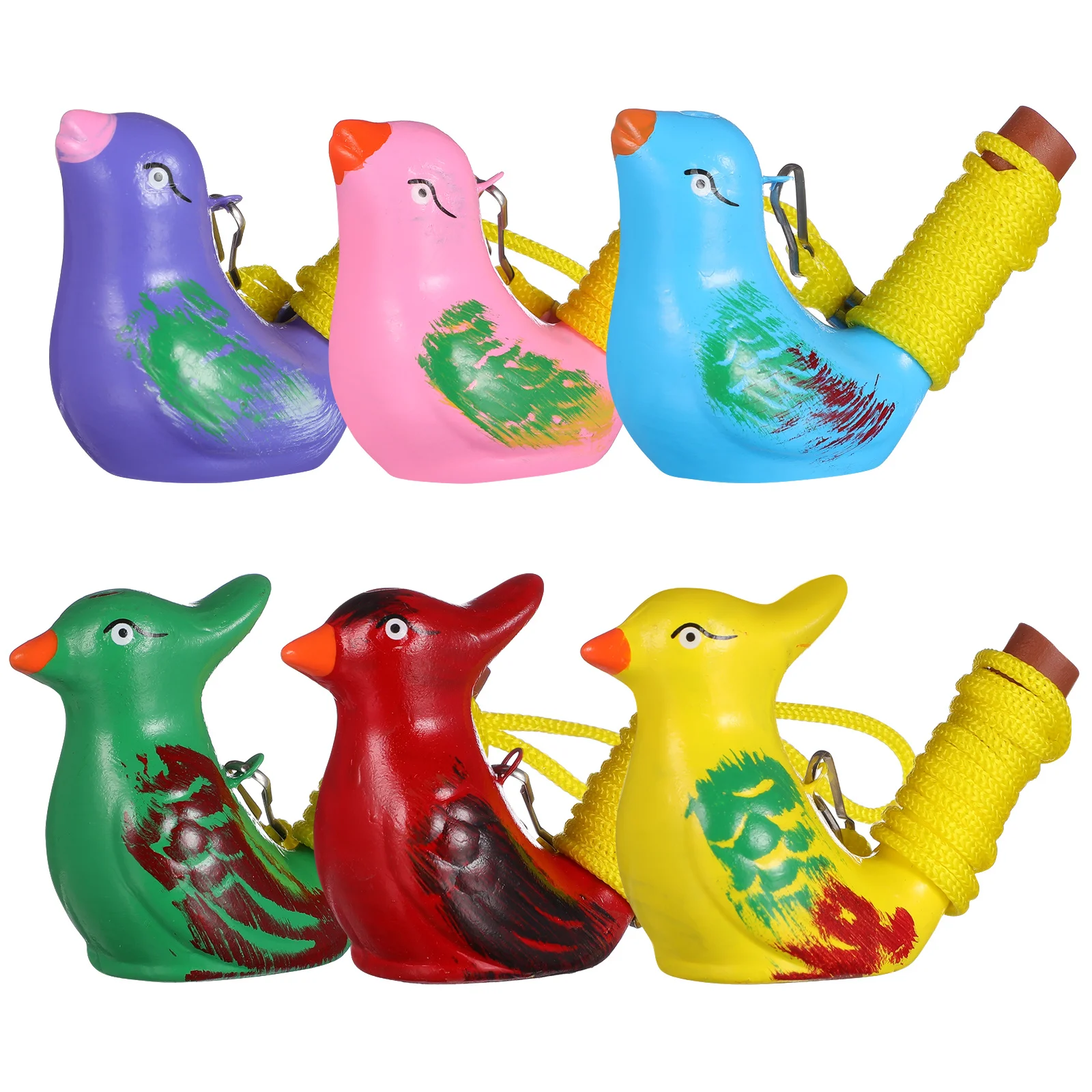 Silbatos de cerámica para niños, 6 uds., ligeros, portátiles, con sonido, discriminación del ritmo, estilo mixto, silbato de pájaro para niños