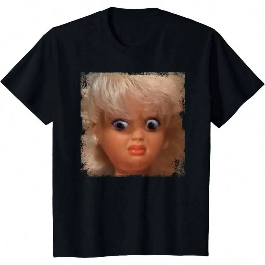 Funny Doll Face Meme T-Shirt 100% Cotton Trendy Y2K Short-Sleeve Tee-Soft, Quick-Drying, Moisture-Wicking; Ideal Sports Casual
