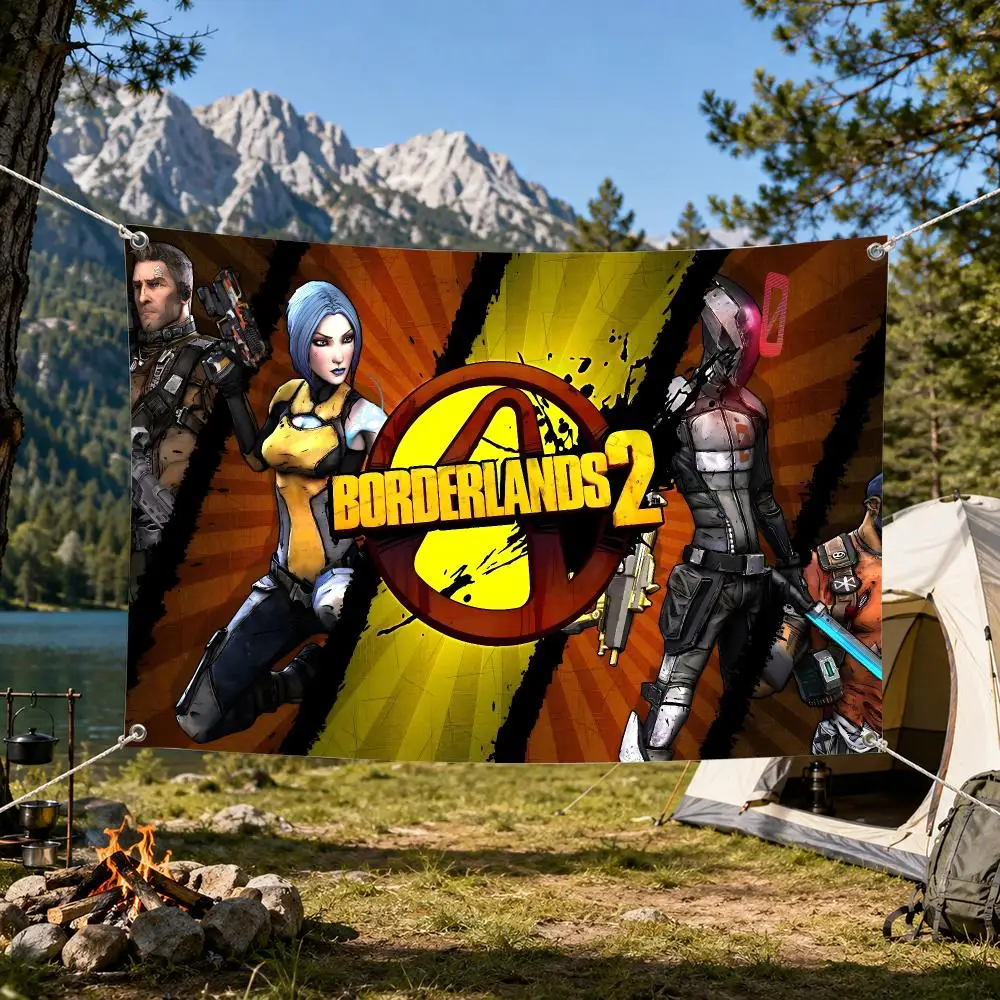 Looter Game B-Borderlands Flags Aesthetic Wall Tapestry Printed Wall Hanging Living Room Party Outdoor Decor