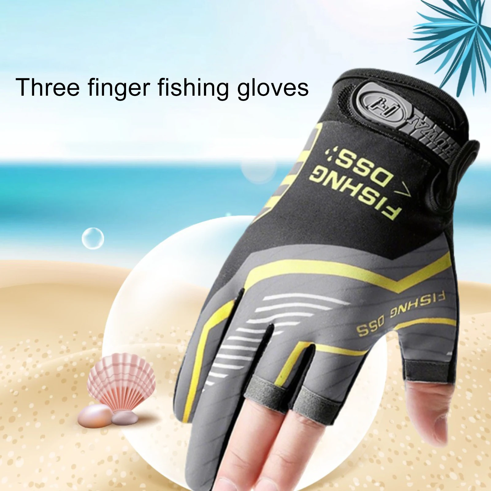 1 Pair Anti-Slip Fishing Gloves 3 Finger Cut Design UV Protection Breathable Universal for Men Women Kayaking Rowing 21x10cm