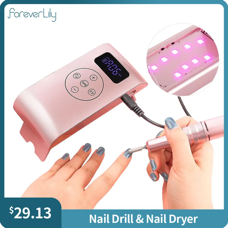 35000RPM Nail Drill Pen Wireless UV Nail Lamp 9LEDs Fast Drying Nail Dryer Low Noise Manicure Machine Nail Gel File Polisher