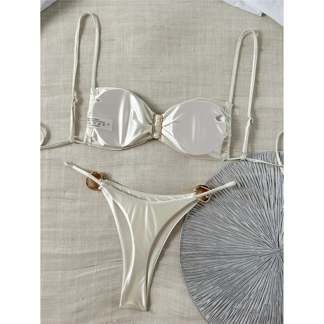 Sexy Bikini mit Metallringen, Damen-Badebekleidung, zweiteiliges Bikini-Set, hoch geschnittene Beine, gepolsterter Badeanzug, Badebekleidung, Modell V8311. – Detail 16