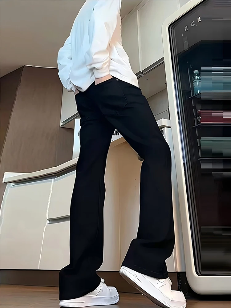 

Tall Men's Pure Bla Slim Fit Straight Leg Denim Jeans Winter Long Fce Lined Bootcut Pants American Vibe Casual Trousers