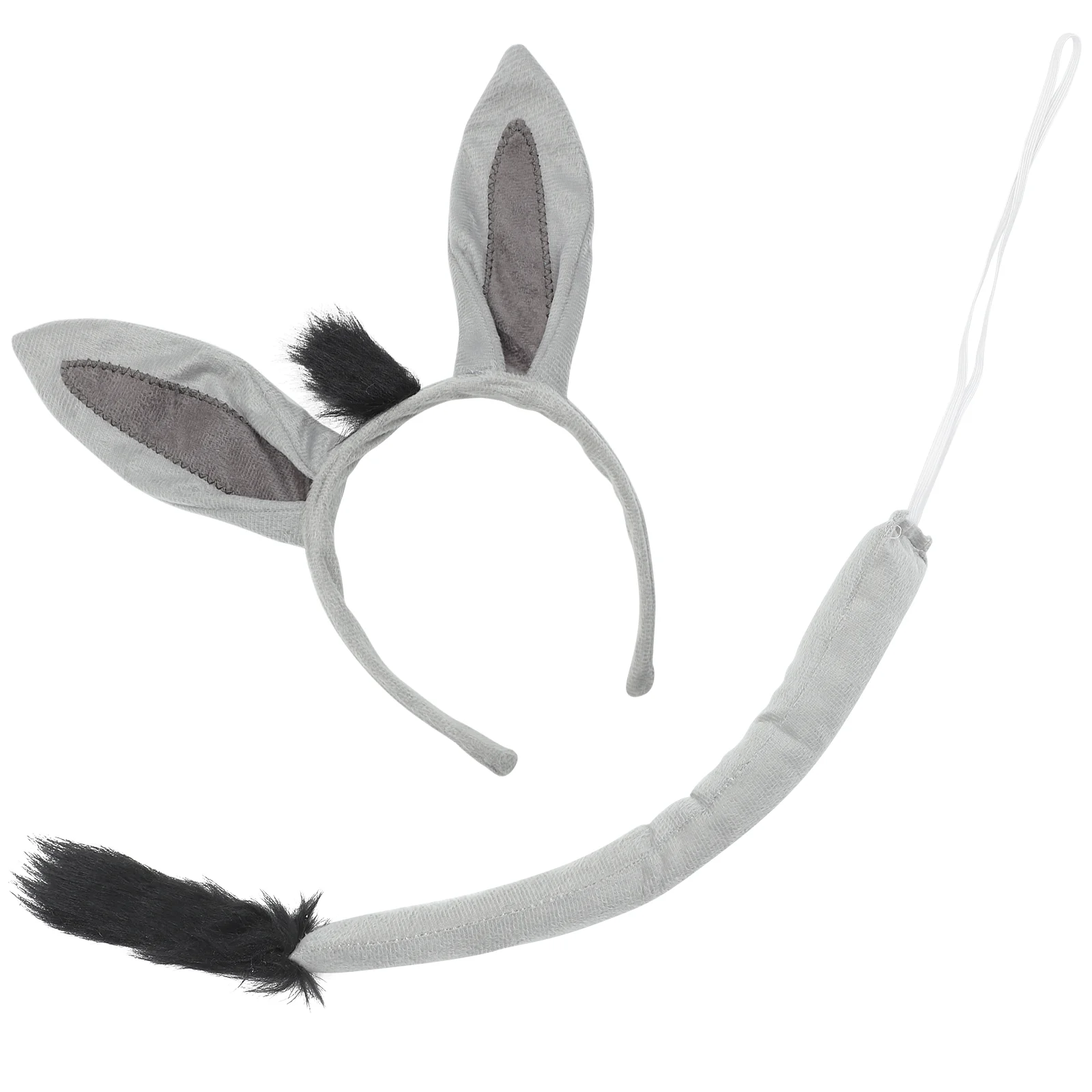 Donkey Ears Headband Dress Accessories Bunny Performance Costume Furry Cow Grey Child Tail