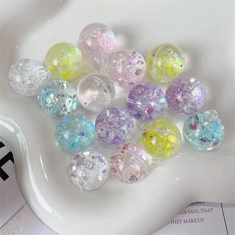 Min order 20pcs/lot water quicksand core geometry rounds shape acrylic balls beads diy jewelry earring/garment accessory