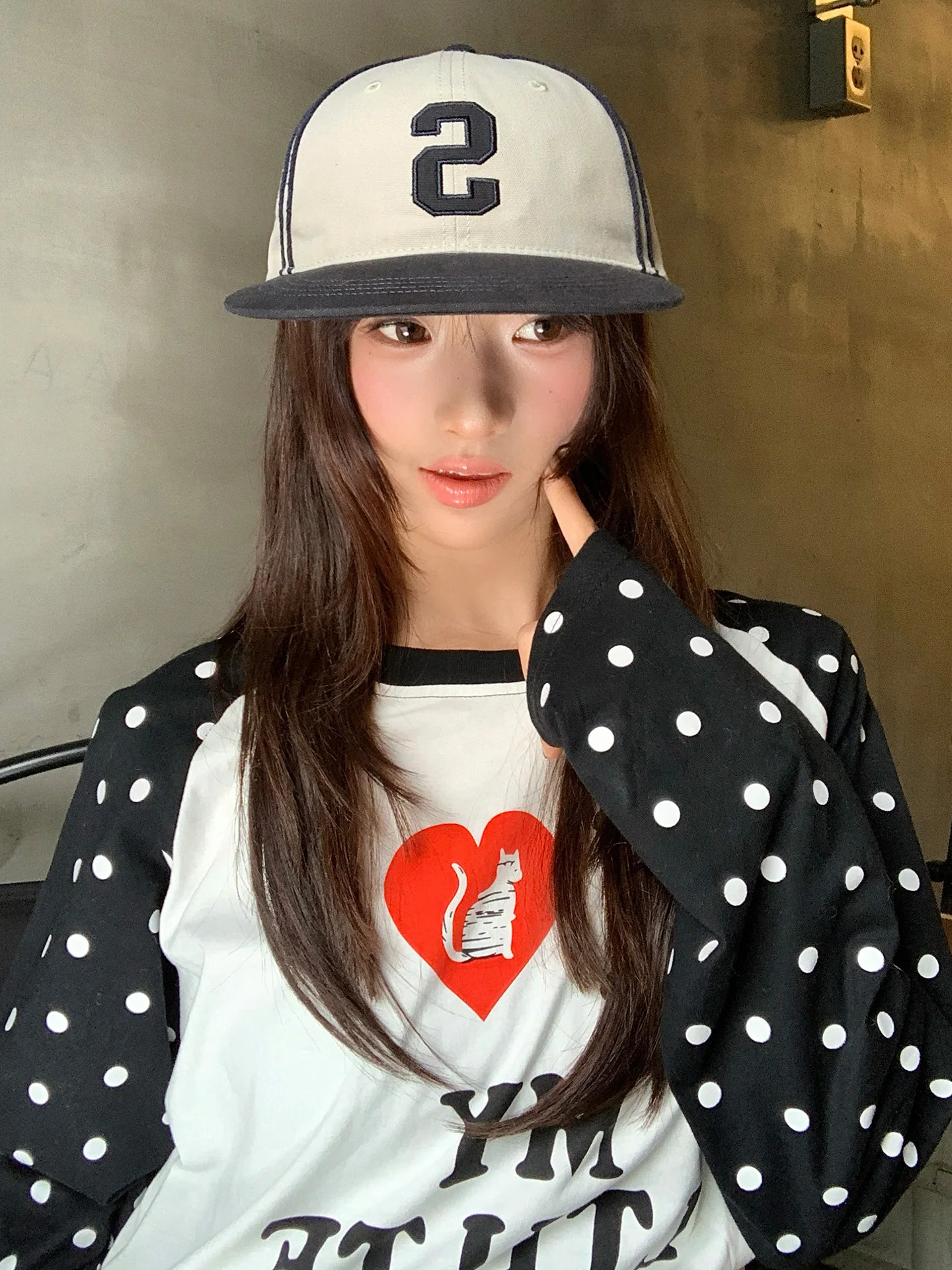 Korean Style Color Block Letter Embroidery Flat Brim Baseball Cap Women's New 2026 Street Fashion Duckbill Hat Face Slimming