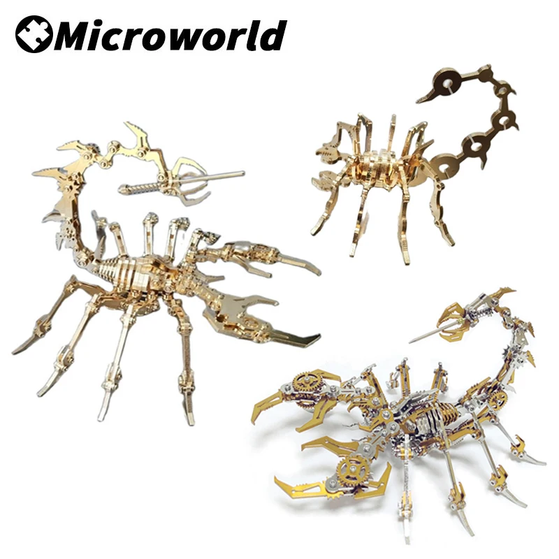 Microworld 3D Metal Animal Puzzle Toy Gold Scorpion Models Screw And Nut DIY Assembly Jigsaw Toys For Adult Teen New Year Gifts