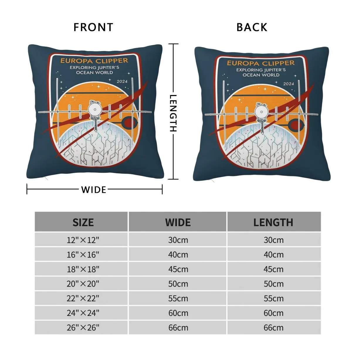 Europa Clipper Mission Badge Square Pillowcase Polyester Linen Velvet Printed Zip Decor Home Cushion Cover
