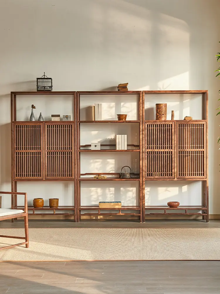 LLMM Zen Solid Wood Floor Shelf Antique Display Cabinet High Cabinet