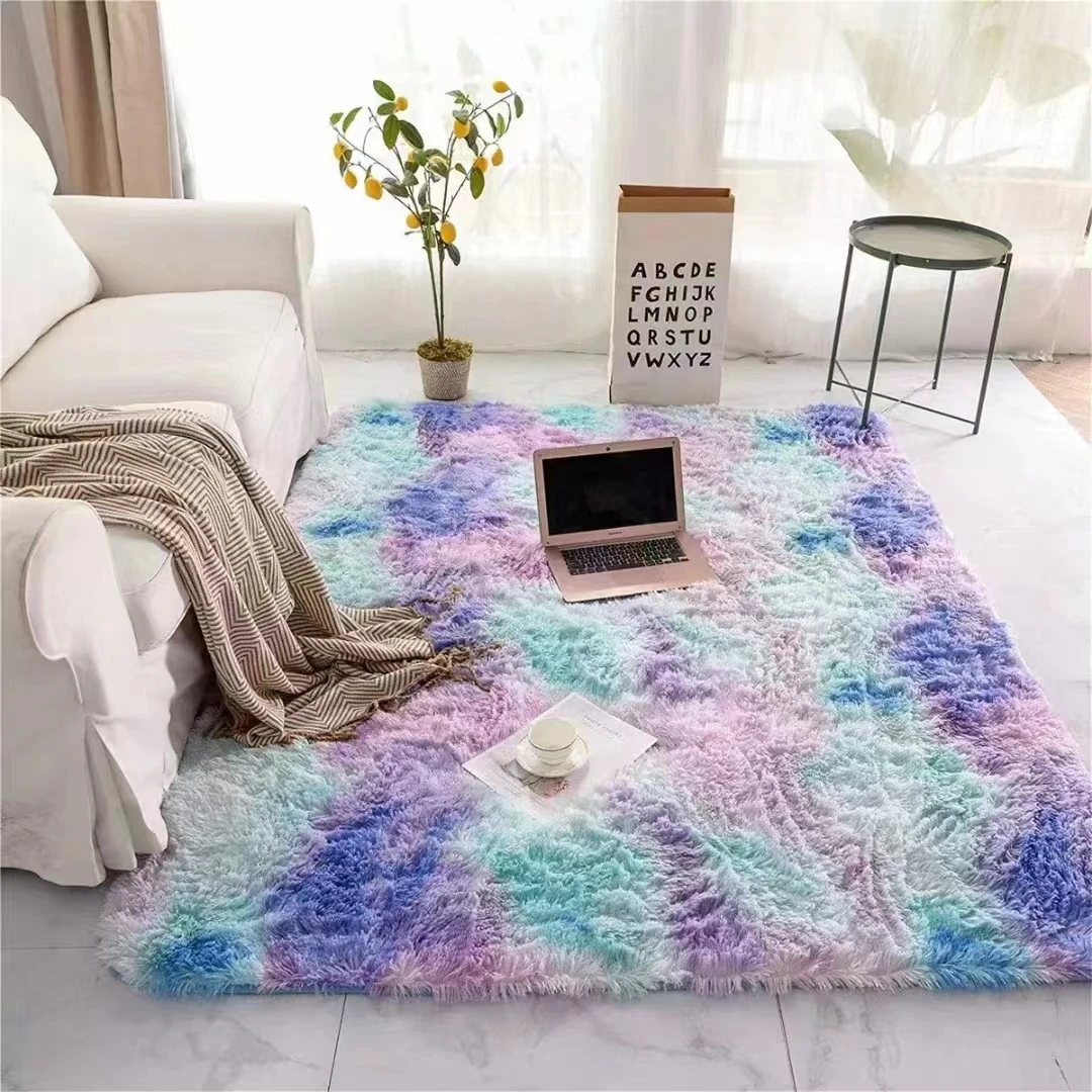 NEW Tie Dyeing Plush Soft Carpet Rainbow Colors Carpets For Living Room Bedroom Area Rugs Anti-slip Kids Room Play Crawling Mat