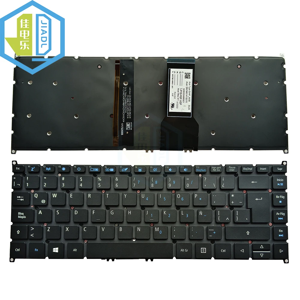 LA Latin SP Backlit Notebook Keyboard For Acer X3310 X3410 X313 TMX40-51 X314-51 X40-53 X40-53G Backlight Keyboard Replacement
