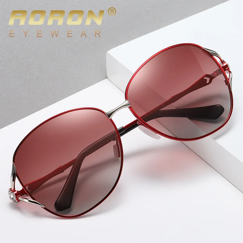 New Fashion Polarized Women's Sunglasses Trendy Two-Tone Gradient Sunglasses Manufacturers Large Frame Diamond-Studded GlassesA6