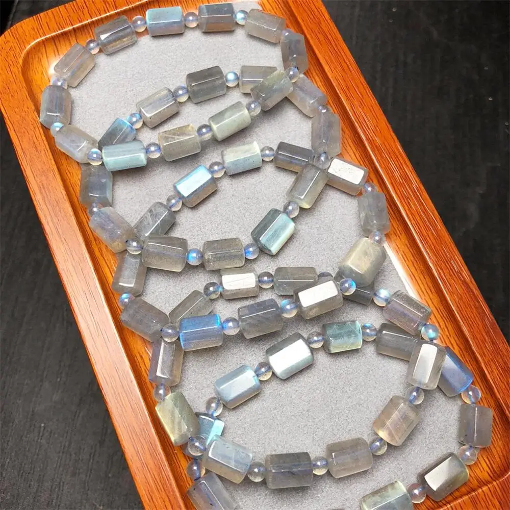 Natural Labradorite Bucket Bead Faceted Bracelet For Women Fashion Summer Dopamine Charm Jewelry Accessories 1PCS