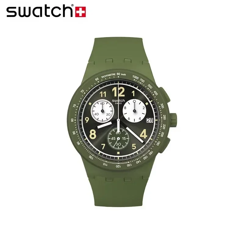 Swatch Swiss Watch Valentine's Day Gift SUSB406 Black Blue Light Boat Three Eyes Timing Night Light Gift Sports Watch