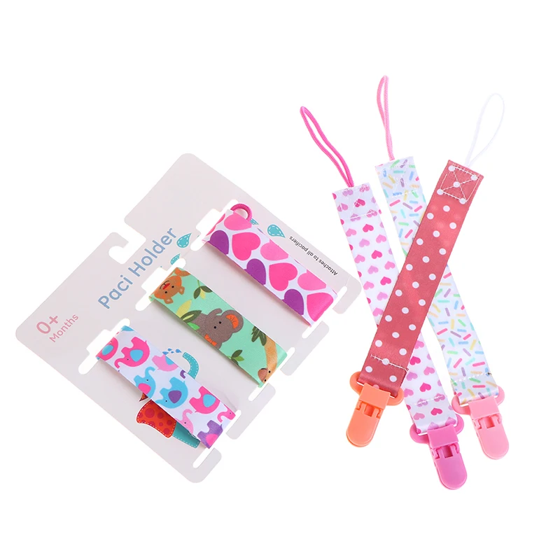 Klip dot bayi 3 buah/set, klip dot rantai, pemegang puting untuk bayi, gambar kartun, klip dot, pemegang dot