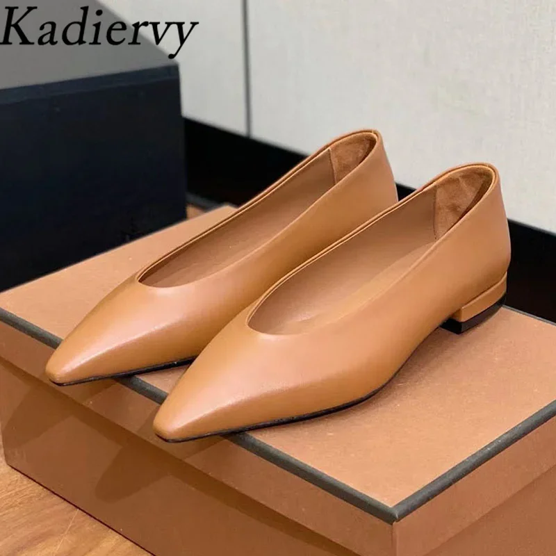 

Luxury Genuine Leather Shoes Woman Pointed Toe Slip-on Mary Jane Shoes Comfort Flat Loafers Women Casual Walk Shoes Women