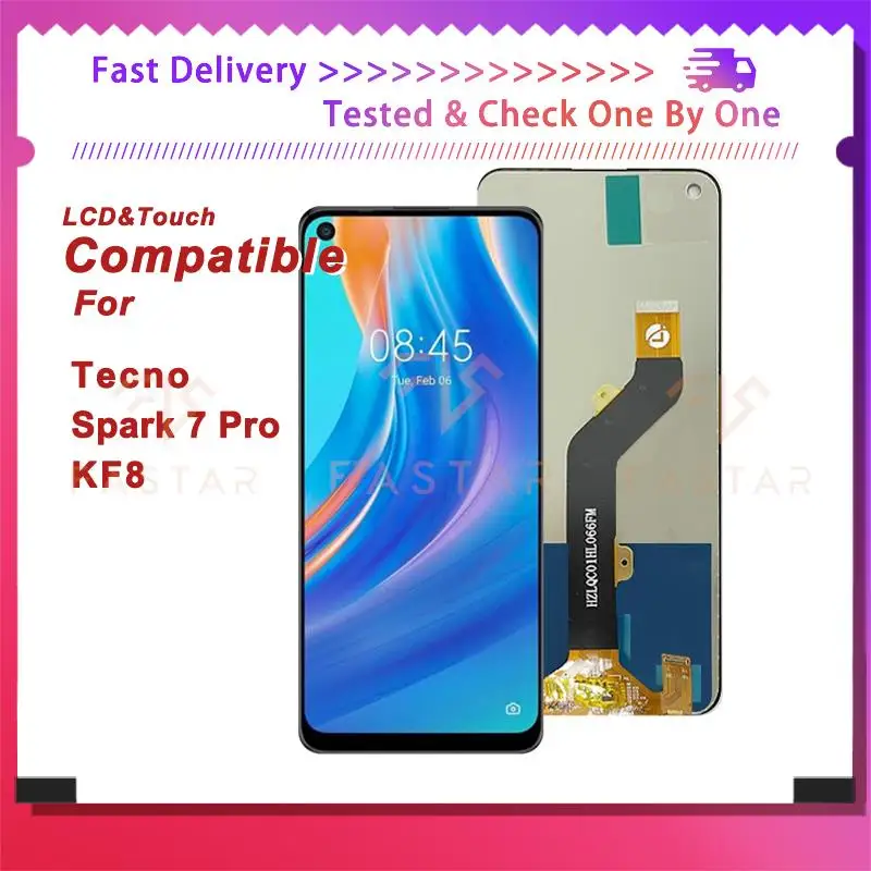 

6.6"Tested For Tecno Spark 7Pro KF8 LCD Display Touch Digitizer Assembly Replacement Screen Tecno Spark 7 Pro lcd