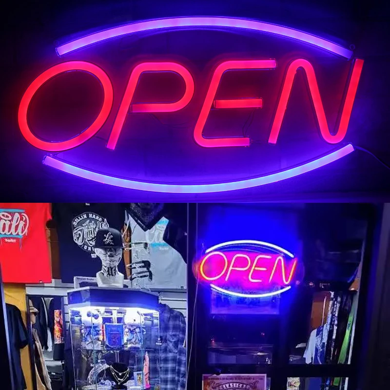 Business Sign Open Neon Sign LED Night Light Hanging Window Shop Cafe Bar Restaurant Decoration Personalized Custom Neon Lamp